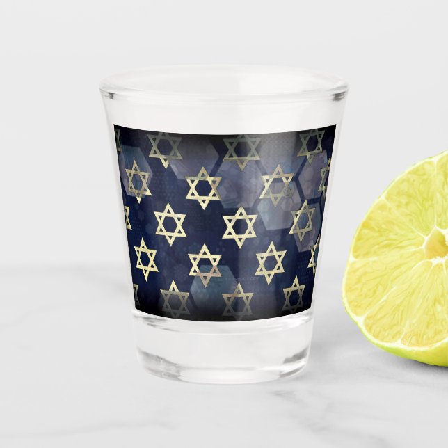 Vaso De Chupito Estrella múltiple Happy Hanukkah de SlipperyJoe de (Anverso)