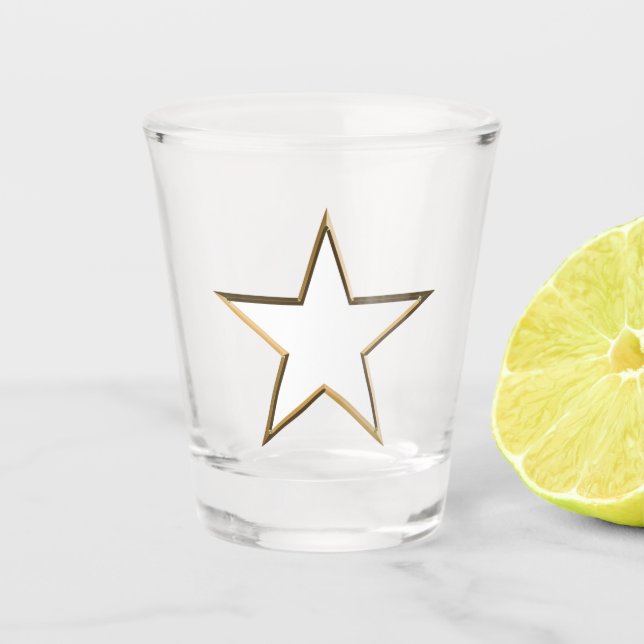 Vaso De Chupito Estrella patriótica blanca dorada del 4 de julio (Anverso)
