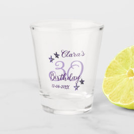 Vaso De Chupito Estrellas purpurinas moradas 30 años retro moderno