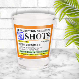 Vaso De Chupito Etiqueta de fuerza de recetas de receta graciosa
