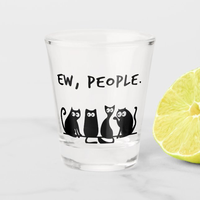 Vaso De Chupito Ew People Funny Meowy Gatos Negros (Anverso)