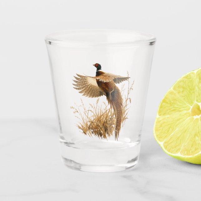 Vaso De Chupito Faisán en vuelo dorado (Anverso)
