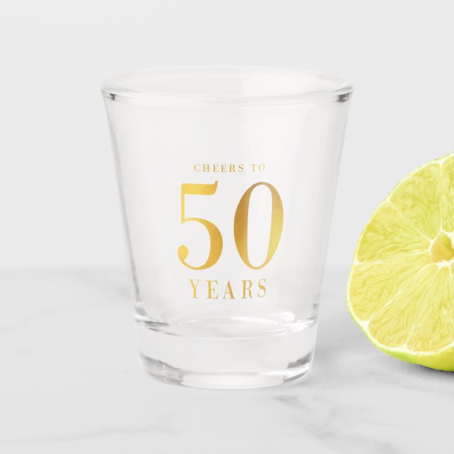 Vaso De Chupito Falsas alegrías del oro a 50 años de cumpleaños (Anverso)