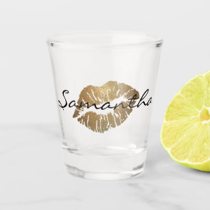 Vaso De Chupito Falso beso del oro del purpurina