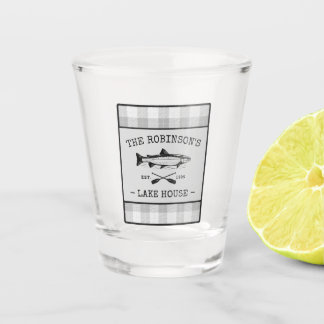 Vaso De Chupito Family Lake House Oars Fish Rústico White Plaid