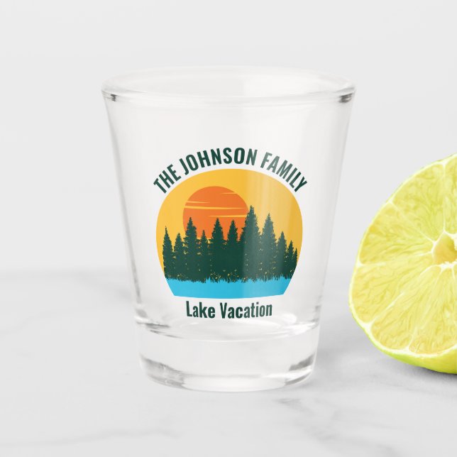 Vaso De Chupito Family Lake Trip Cute Personalizado Sunset (Anverso)
