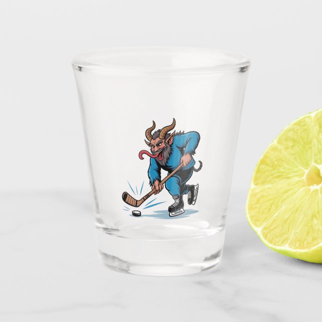 Vaso De Chupito Famoso Krampus jugando al hockey sobre hielo (Anverso)