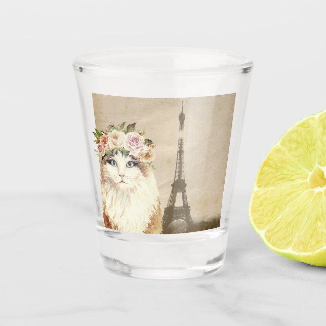 Vaso De Chupito Fancy Cat & Eiffel Tower (Anverso)