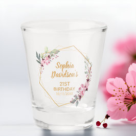 Vaso De Chupito Fancy Gold Cherry Blossom Name Date 21st Birthday