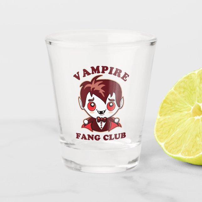 Vaso De Chupito Fang Club | Pun Gracioso Y Vampiro Cute (Anverso)