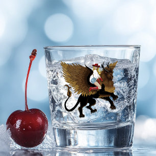 Vaso De Chupito Fantasía de león alado de vaca rojo