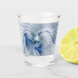Vaso De Chupito Fantasía dinámica abstracta tonos azules arte frac