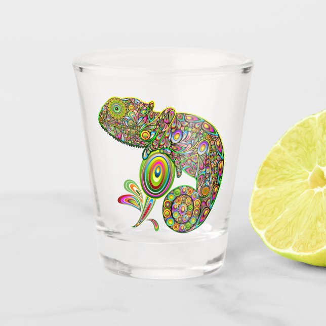 Vaso De Chupito Fantasía psicodélica de Chameleon (Anverso)