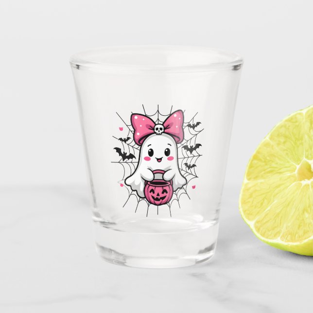 Vaso De Chupito Fantasma espeluznante con conciencia sobre el cánc (Anverso)