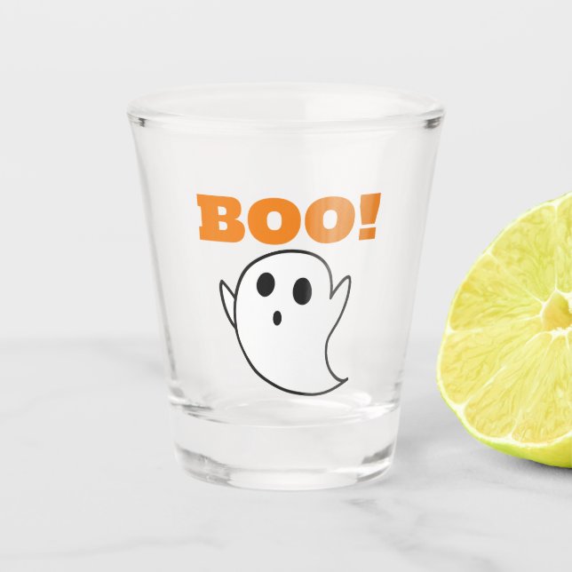 Vaso De Chupito ¡Fantasma lindo con palabras de BOO! (Anverso)