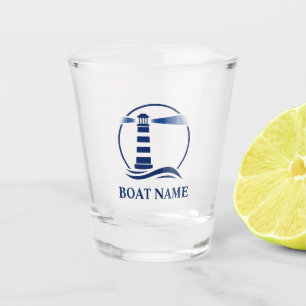 Vaso De Chupito Faro clásico náutico con nombre de barco