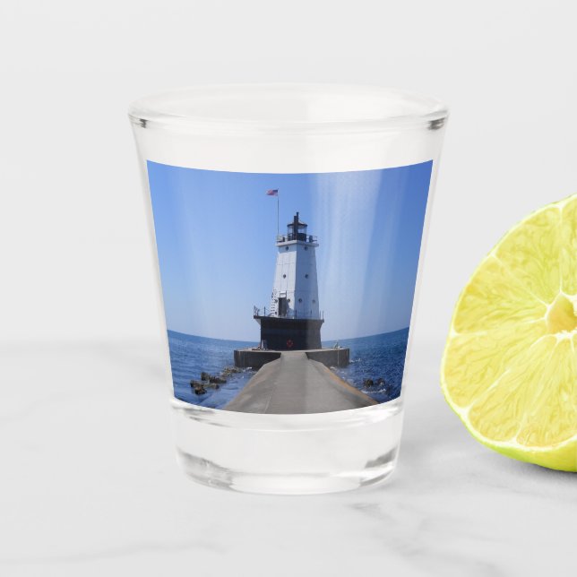 Vaso De Chupito Faro North Pierhead, Ludington, MI (Anverso)
