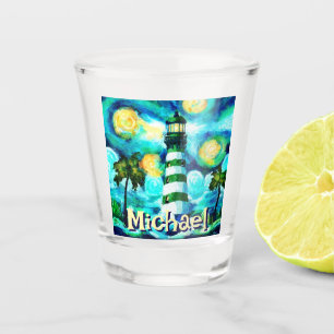 Vaso De Chupito Faro tropical Personalizado Náutico Costero
