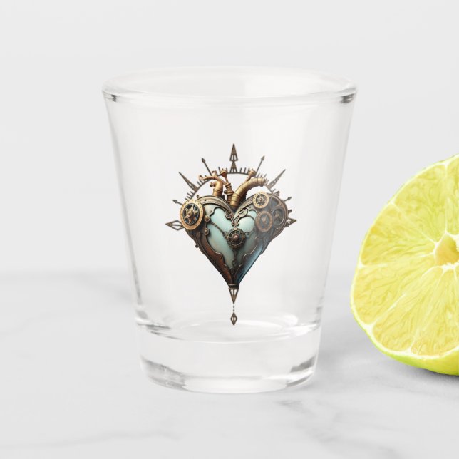 Vaso De Chupito Fascinante corazón de vapor punk (Anverso)