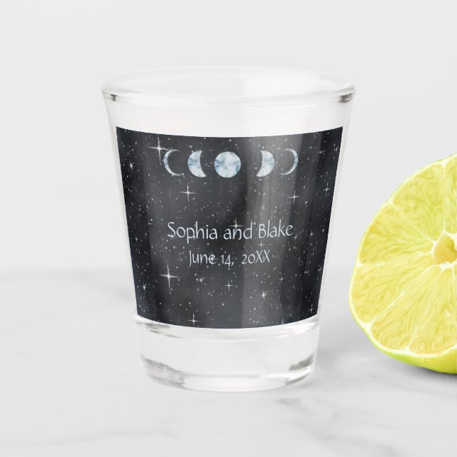Vaso De Chupito Fases de la luna nocturna estrellada Boda celeste  (Anverso)
