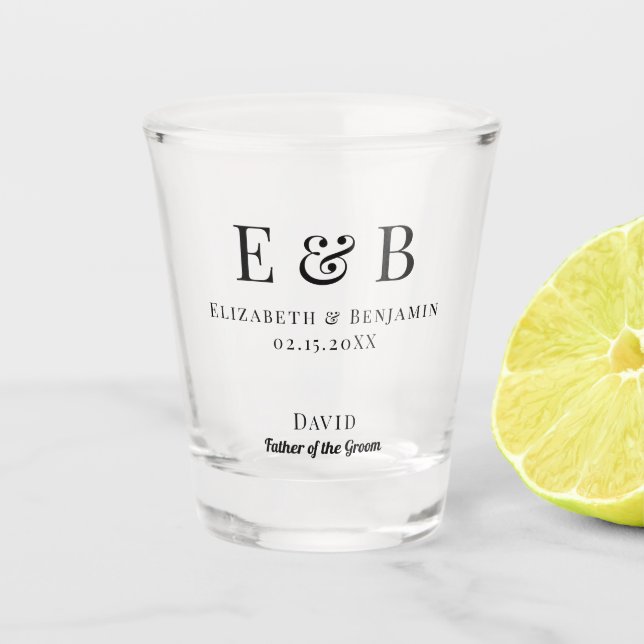 Vaso De Chupito Father of the Groom Gift Monogram Wedding Minimal (Anverso)