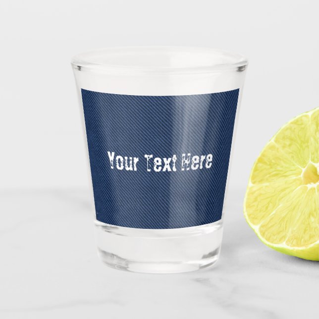 Vaso De Chupito Faux Blue Jeans Fabric Personalizado Textos Vidrio (Anverso)