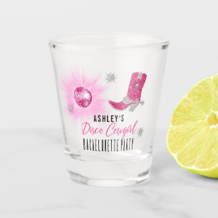 Vaso De Chupito Faux Purpurina Pink Disco Cowgirl Bachelorette