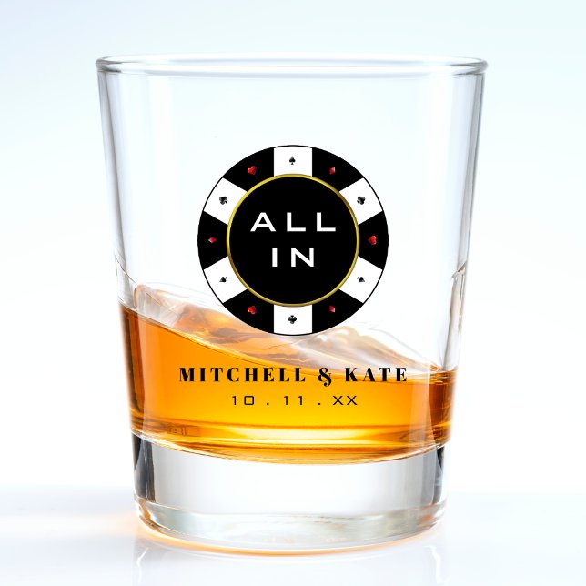 Vaso De Chupito Favor de boda de ficha de póquer Todo incluido neg (Poker Chip All In Wedding Favor Black Shot Glass
)