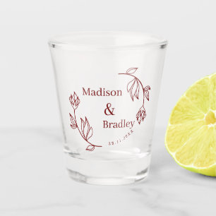 Vaso De Chupito Favor de Boda de Pareja Floral con Monograma de Lí