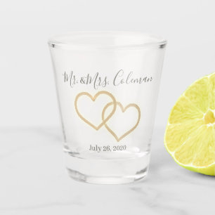 Vaso De Chupito Favor de cristal de encargo de la boda - corazones