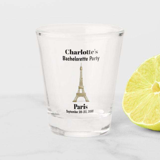 Vaso De Chupito Favor de Despedida de Soltera Torre Eiffel París F (Anverso)