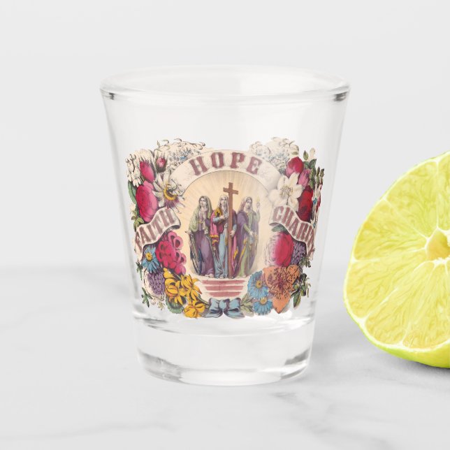Vaso De Chupito Fe, esperanza y caridad virtudes teológicas (Anverso)