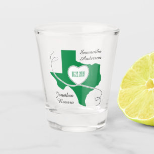 Vaso De Chupito Fecha de Boda de cinta de curado de Texas verde
