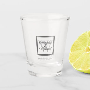 Vaso De Chupito Fecha de Boda de nombre y monograma