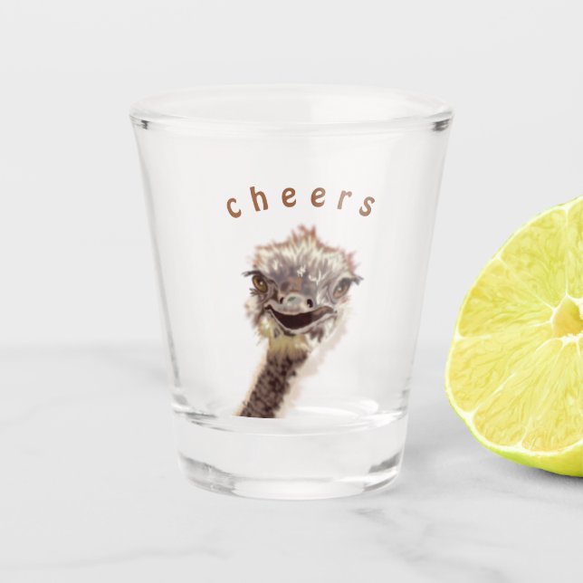 Vaso De Chupito Felices Glass de Gracia de Ostrich - Saludos (Anverso)