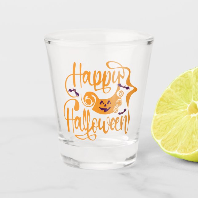 Vaso De Chupito Felices murciélagos de Halloween jack o lantern (Anverso)