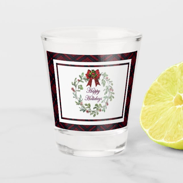 Vaso De Chupito Felices vacaciones Red Plaid (Anverso)