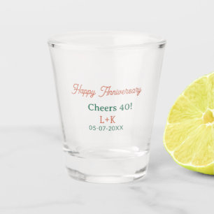 Vaso De Chupito Felicidades 40 feliz aniversario nombre fecha nara