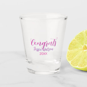 Vaso De Chupito Felicidades graduado rosa púrpura nombre año 20XX 