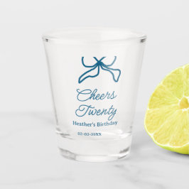 Vaso De Chupito Felicidades veinte lazo de cumpleaños azul nombre 
