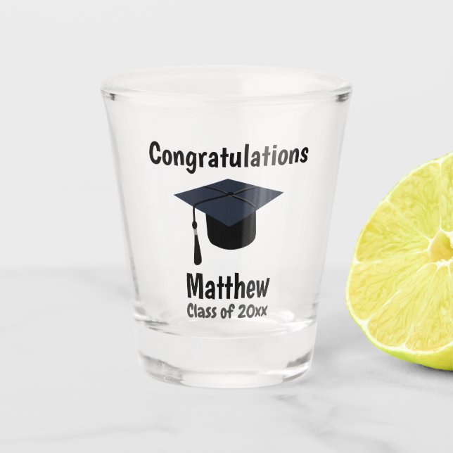 Vaso De Chupito Felicitaciones a la Escuela de Graduados (Anverso)