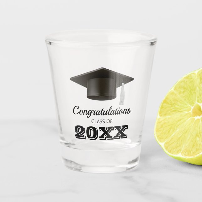 Vaso De Chupito Felicitaciones por la fiesta de graduados universi (Anverso)