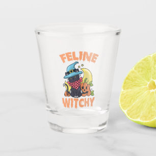 Vaso De Chupito Feline Witchy Funny Spooky Halloween Cat Kitten