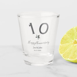 Vaso De Chupito Feliz 10 aniversario fecha estrella metalizado gri