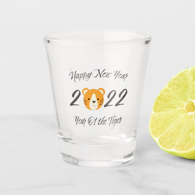 Vaso De Chupito Feliz Año Nuevo 2022, año del tigre (Anverso)