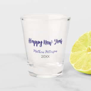 Vaso De Chupito Feliz año nuevo púrpura añada de negro año simple