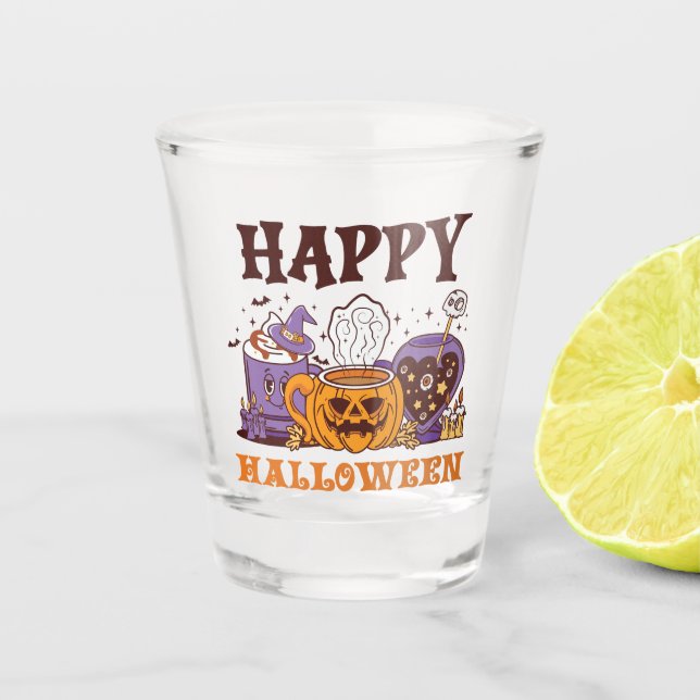 Vaso De Chupito Feliz café de Halloween Brew (Anverso)