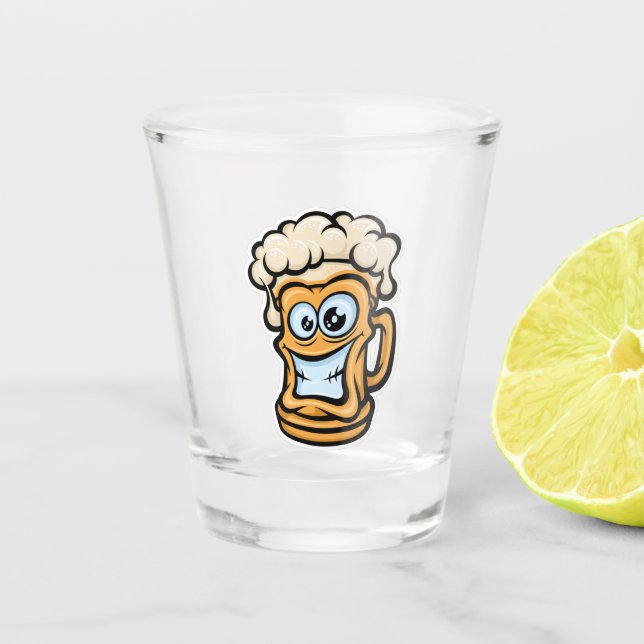 Vaso De Chupito Feliz Cerveza Mug, Ilustracion divertido (Anverso)