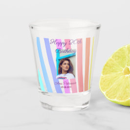 Vaso De Chupito Feliz cumpleaños 20 arcoíris rústico boho líneas f
