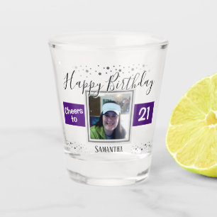 Vaso De Chupito Feliz cumpleaños a la foto del 21
